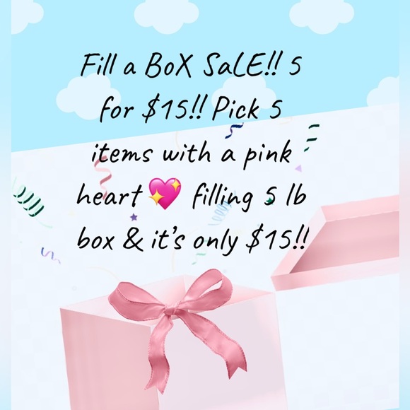 Fill a box Sale!! 5 items with 💖 heart in listing are only $15 !! 5 for $15 Sale - Picture 1 of 1